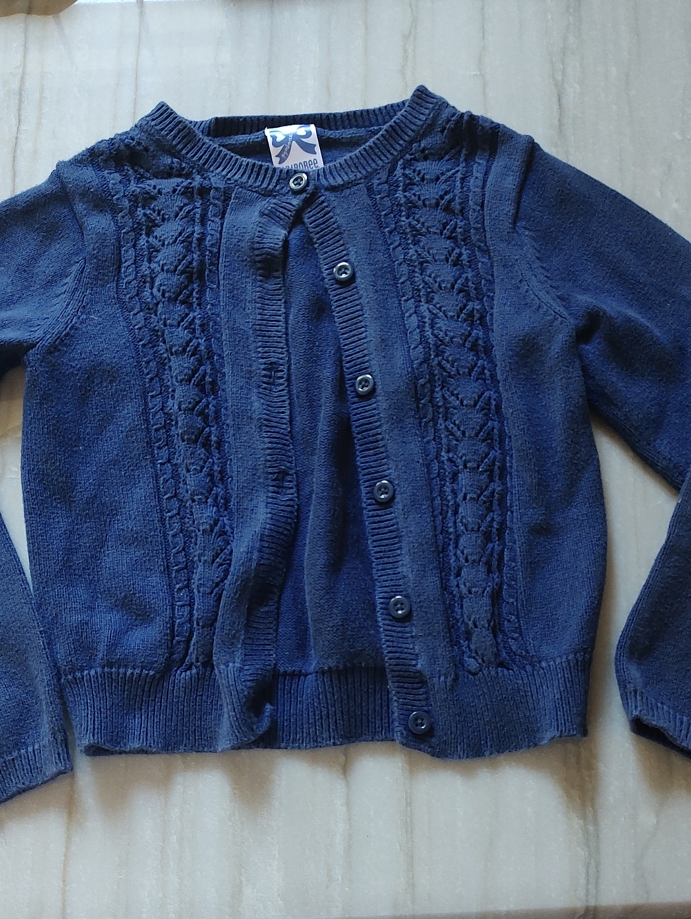Cotton Navy Cable Knit Button-Up Sweater Cardigan